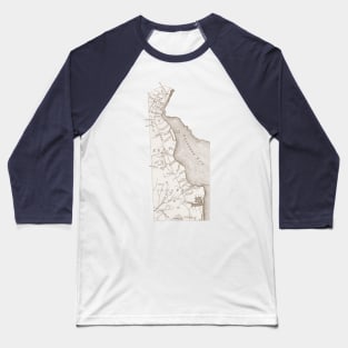 Delaware Map Baseball T-Shirt